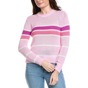 Hannah Rose Womens Tessa Colorful Stripe Cashmere-Blend Sweater, Pink
